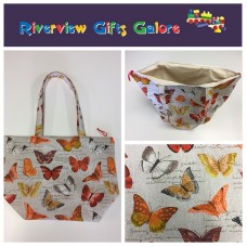 Large Tote Bag With Zip - Orange Butterfly Large Tote Bag With Zip - Orange Butterfly